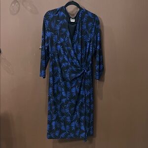 Anne Klein Blue and Black Wrap Dress